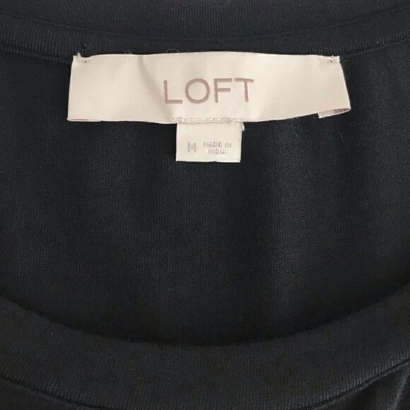 Loft Floral Embroidered Sleeveless Jersey Black Swing Dress - Picture 12 of 12